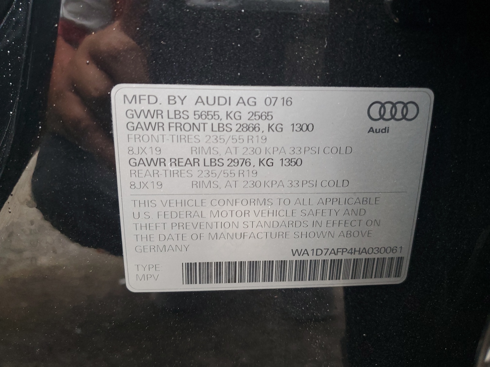 WA1D7AFP4HA030061 2017 Audi Q5 Premium Plus S-Line