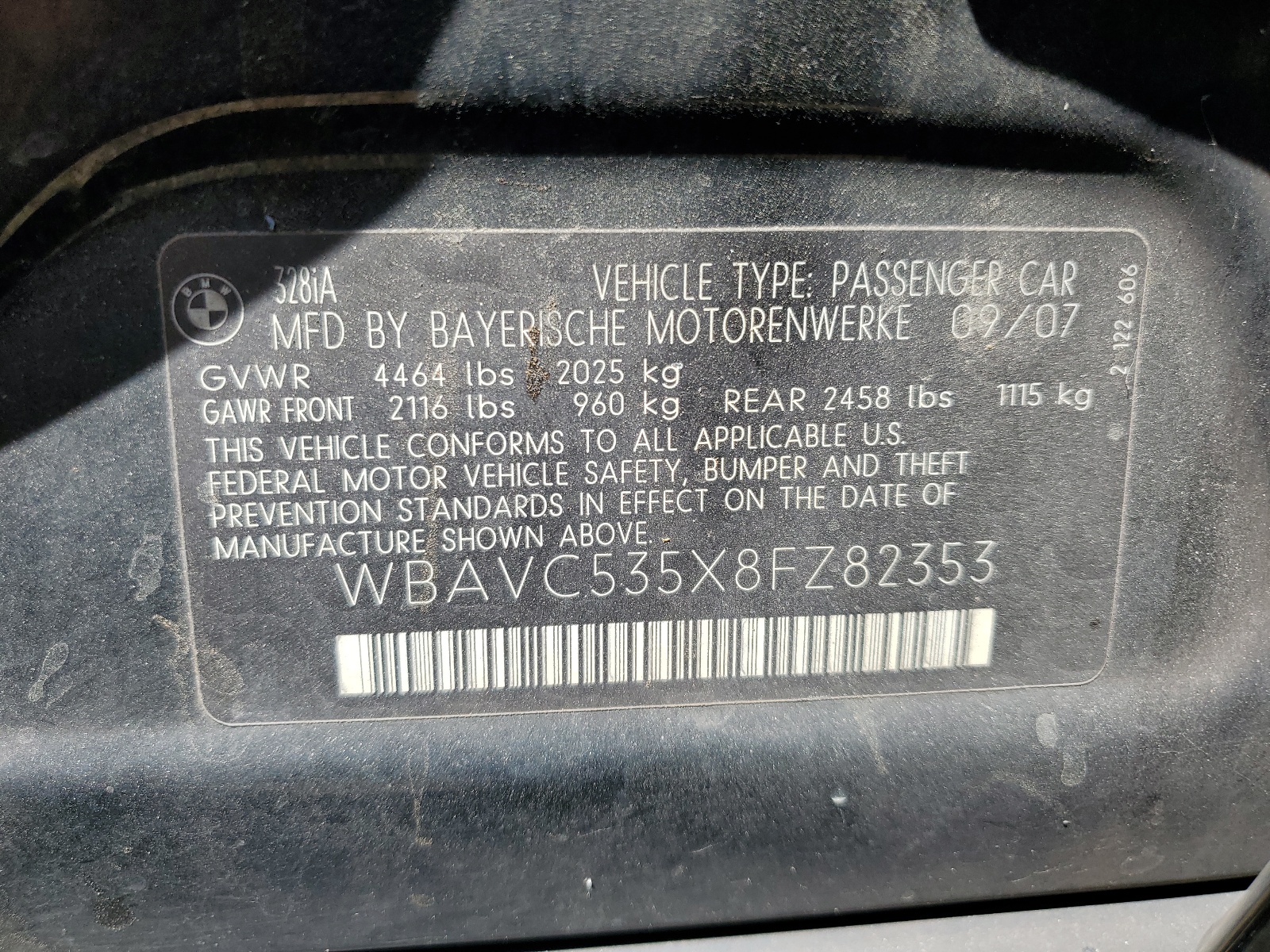 WBAVC535X8FZ82353 2008 BMW 328 I Sulev