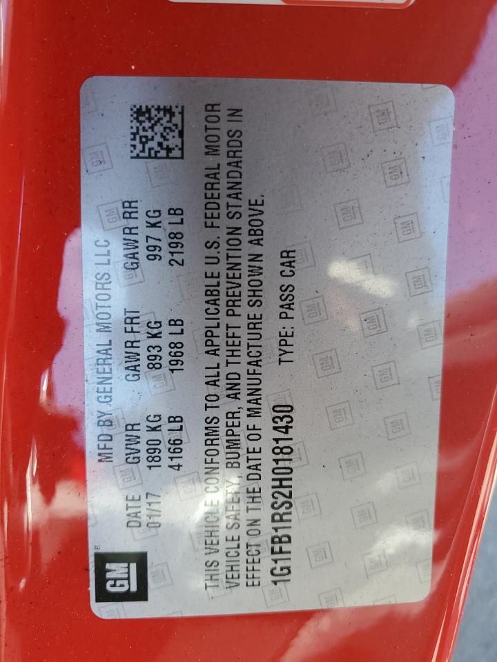 2017 Chevrolet Camaro Lt VIN: 1G1FB1RS2H0181430 Lot: 64304574