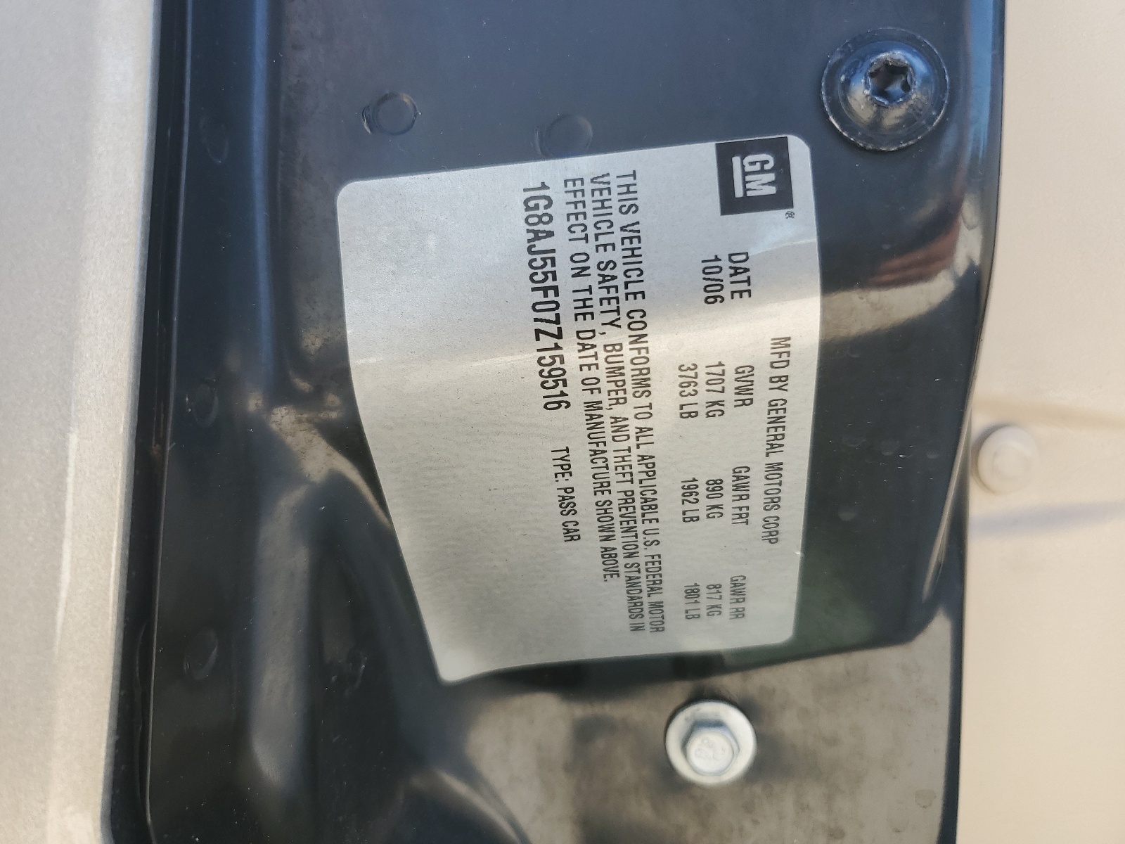 1G8AJ55F07Z159516 2007 Saturn Ion Level 2