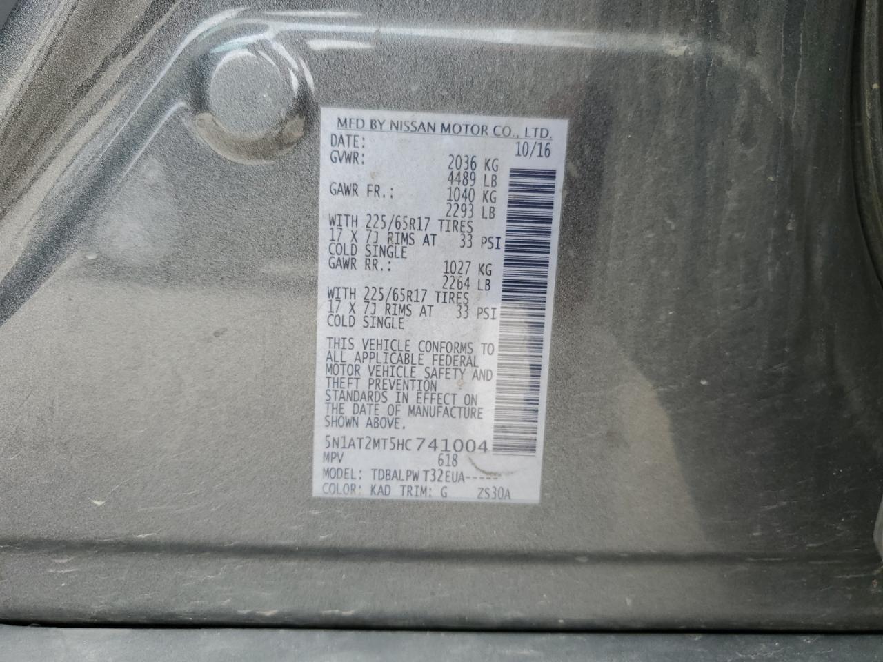 5N1AT2MT5HC741004 2017 NISSAN ROGUE - Image 15