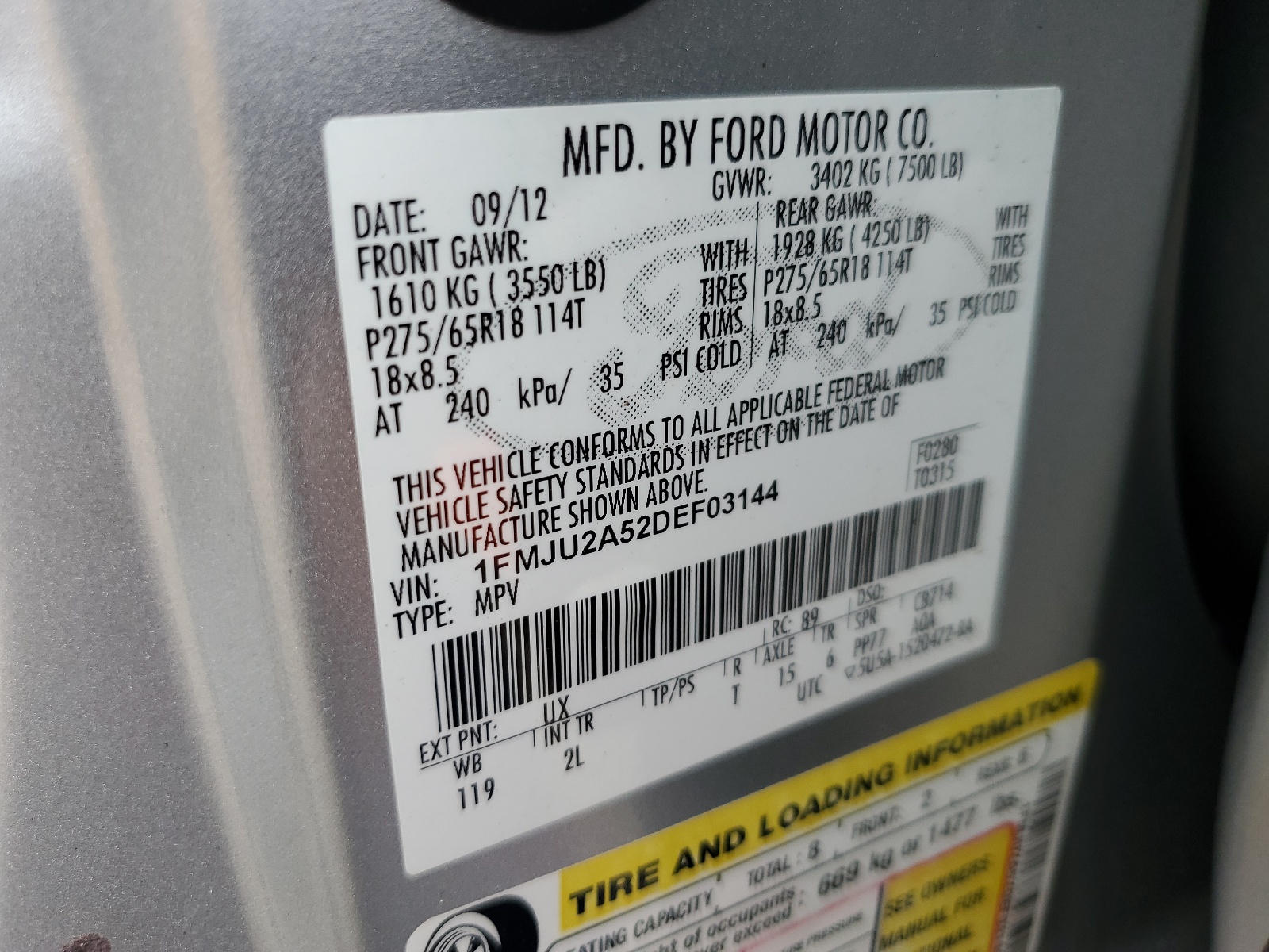 1FMJU2A52DEF03144 2013 Ford Expedition Limited