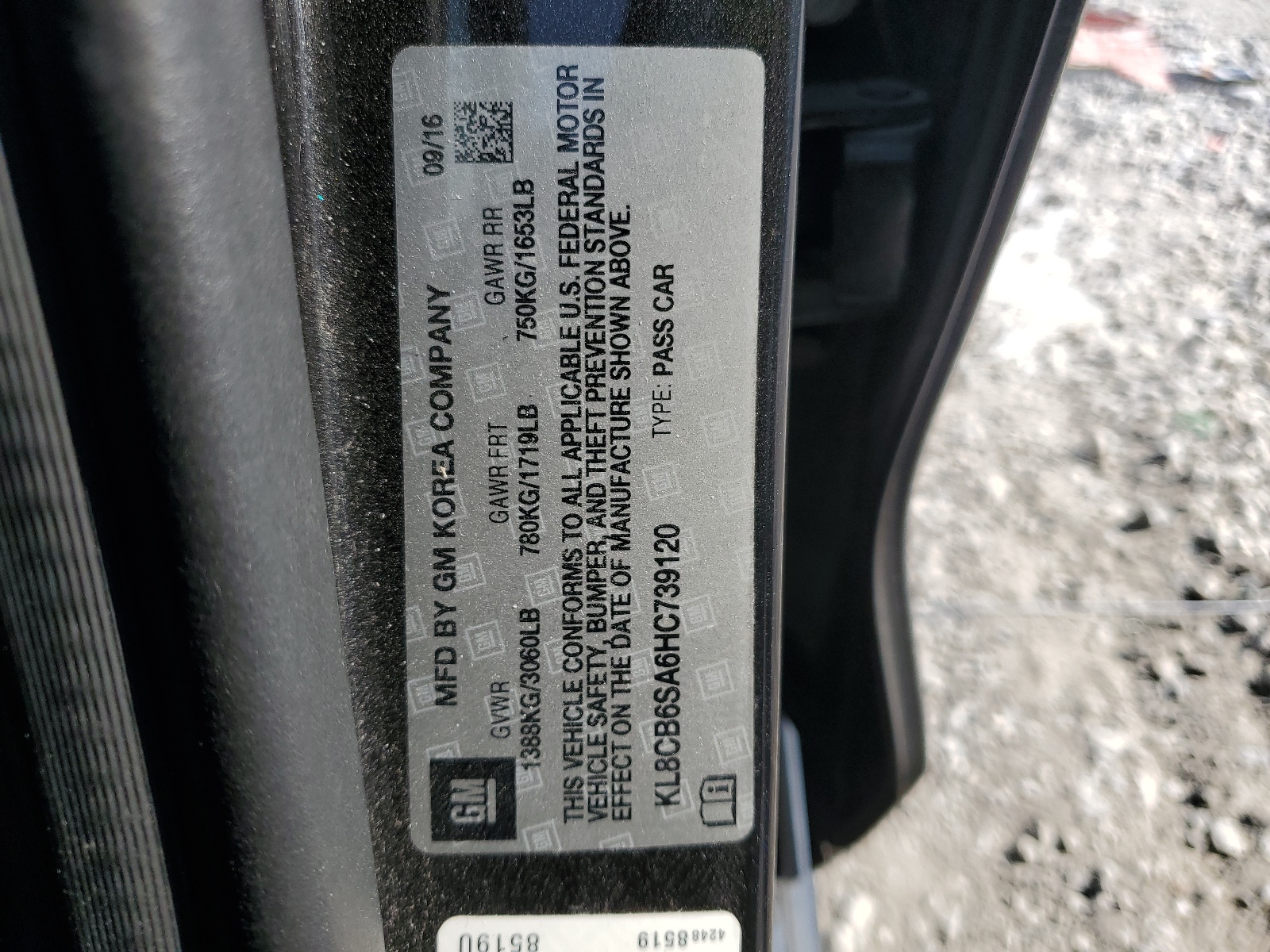 KL8CB6SA6HC739120 2017 Chevrolet Spark Ls