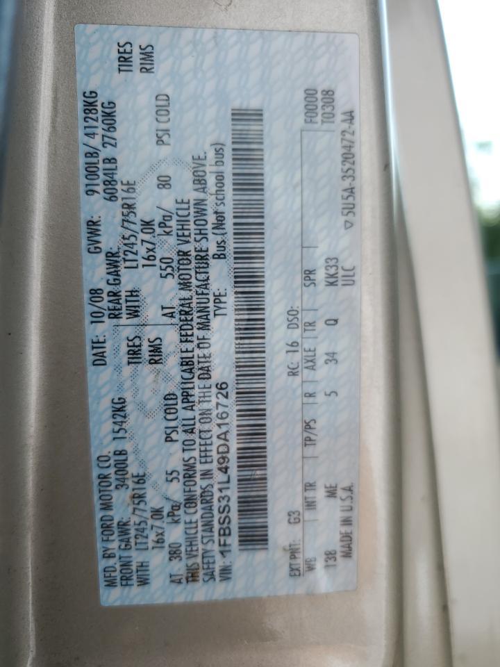 2009 Ford Econoline E350 Super Duty Wagon VIN: 1FBSS31L49DA16726 Lot: 69470344