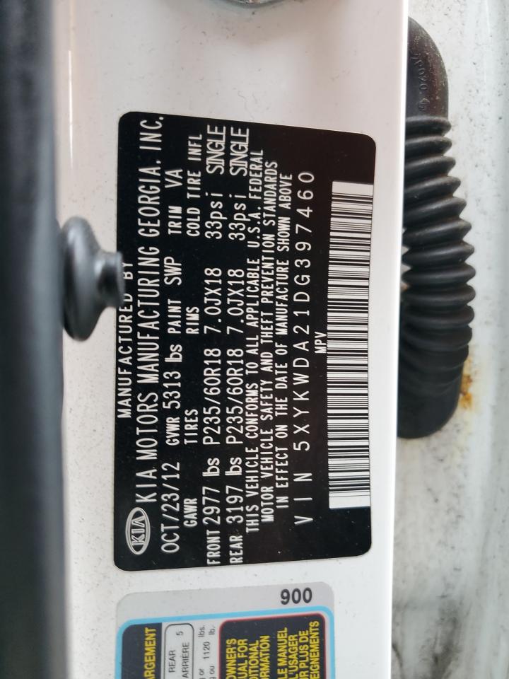 2013 Kia Sorento Sx VIN: 5XYKWDA21DG397460 Lot: 67899564