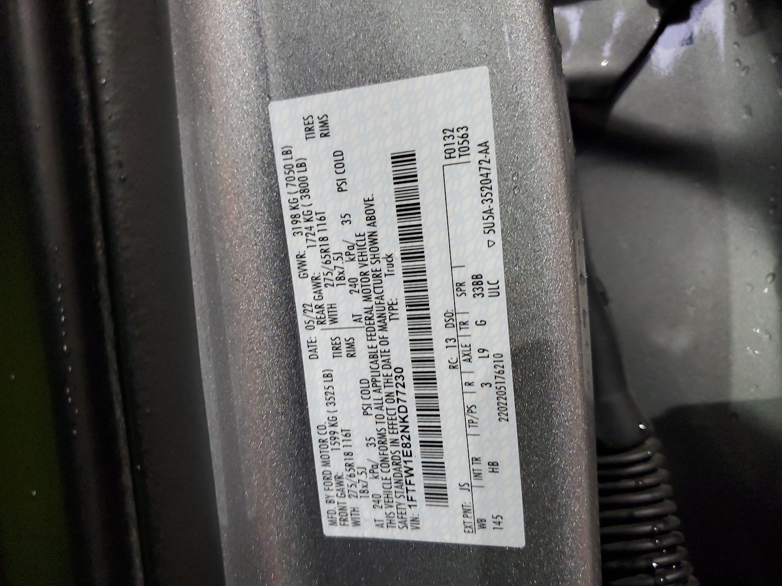 1FTFW1E82NKD77230 2022 Ford F150 Supercrew