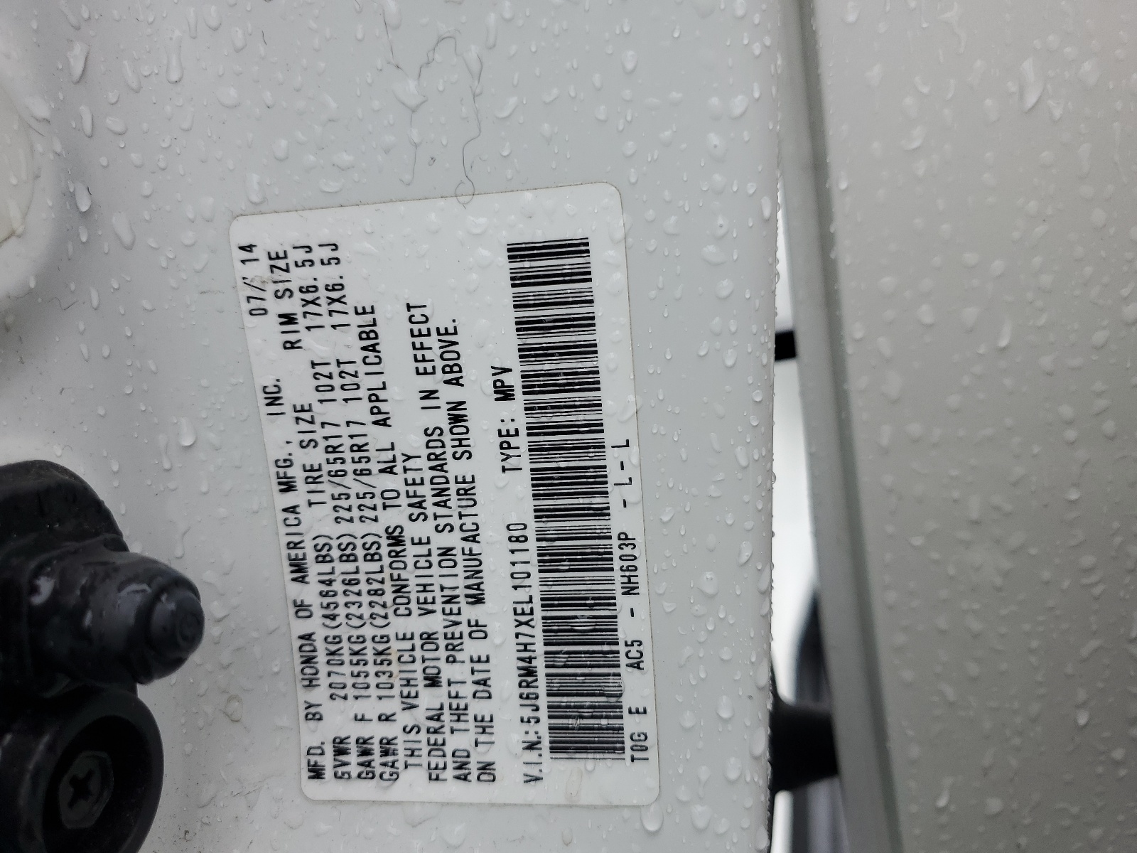 5J6RM4H7XEL101180 2014 Honda Cr-V Exl