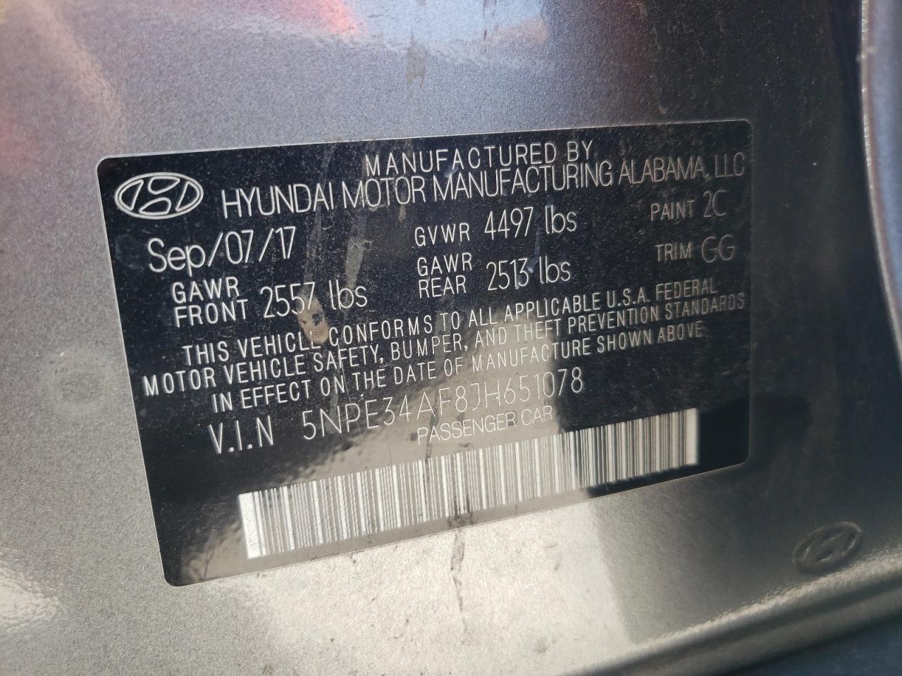 2018 Hyundai Sonata Sport VIN: 5NPE34AF8JH651078 Lot: 66930124