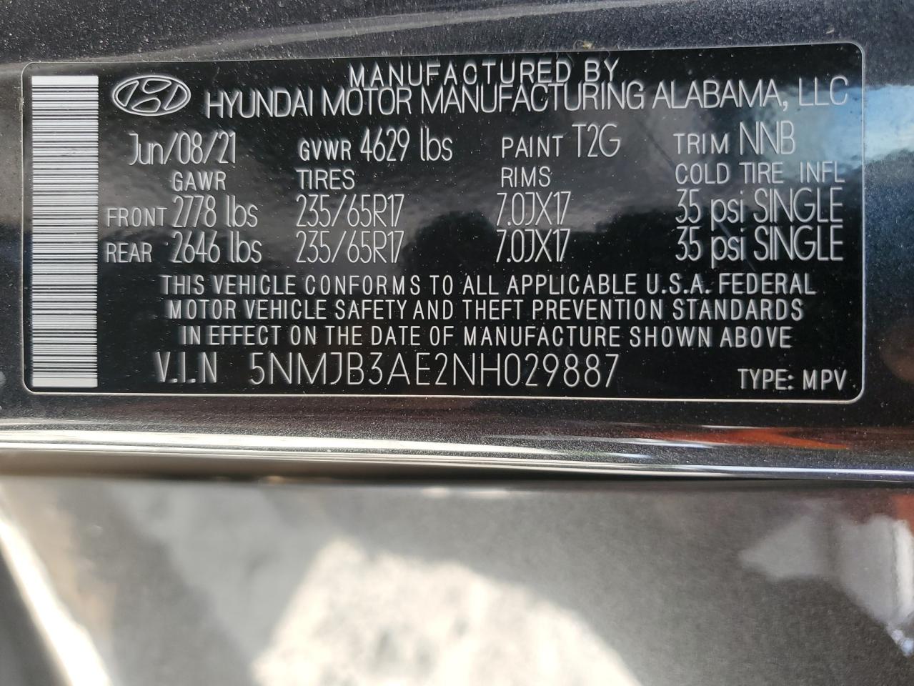 2022 Hyundai Tucson Sel VIN: 5NMJB3AE2NH029887 Lot: 68243084