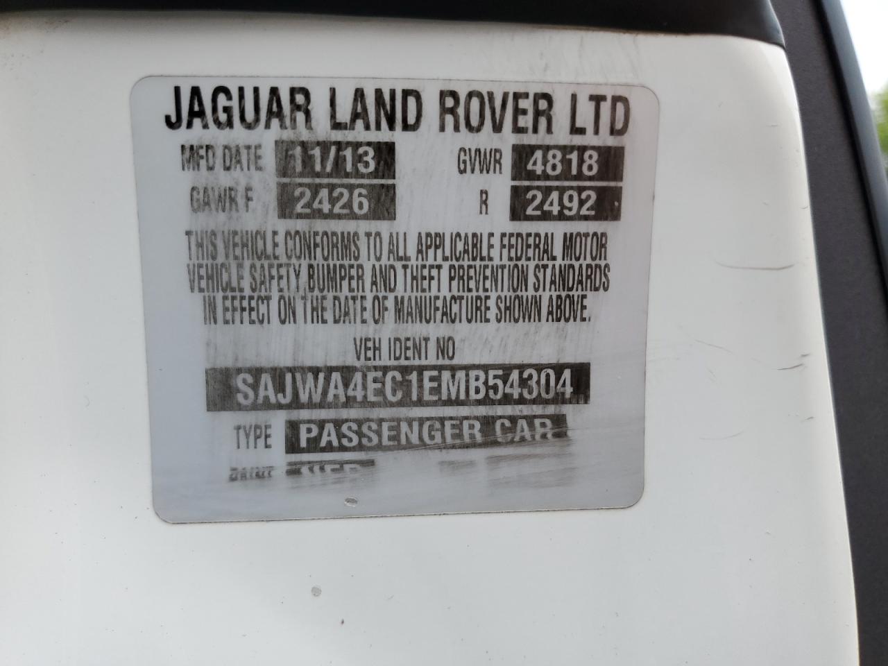 2014 Jaguar Xkr VIN: SAJWA4EC1EMB54304 Lot: 66545574