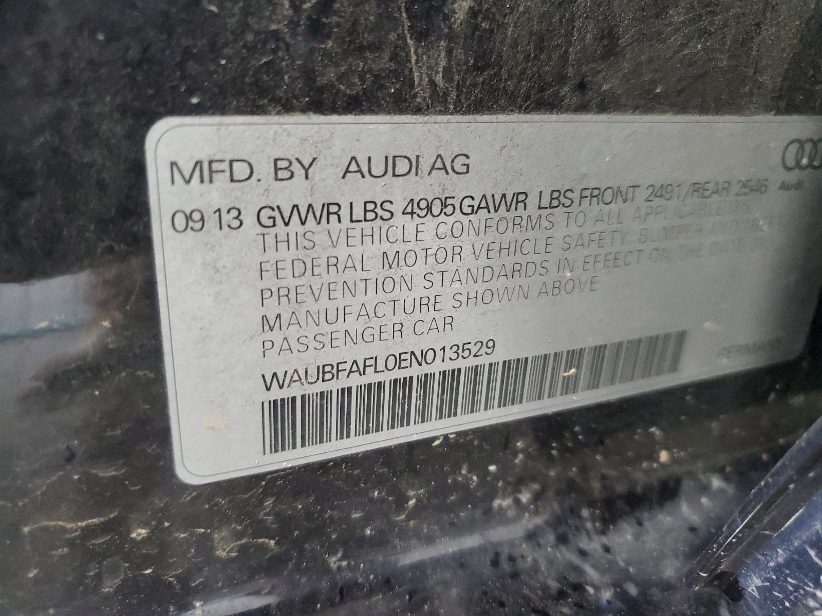 WAUBFAFL0EN013529 2014 Audi A4 Premium