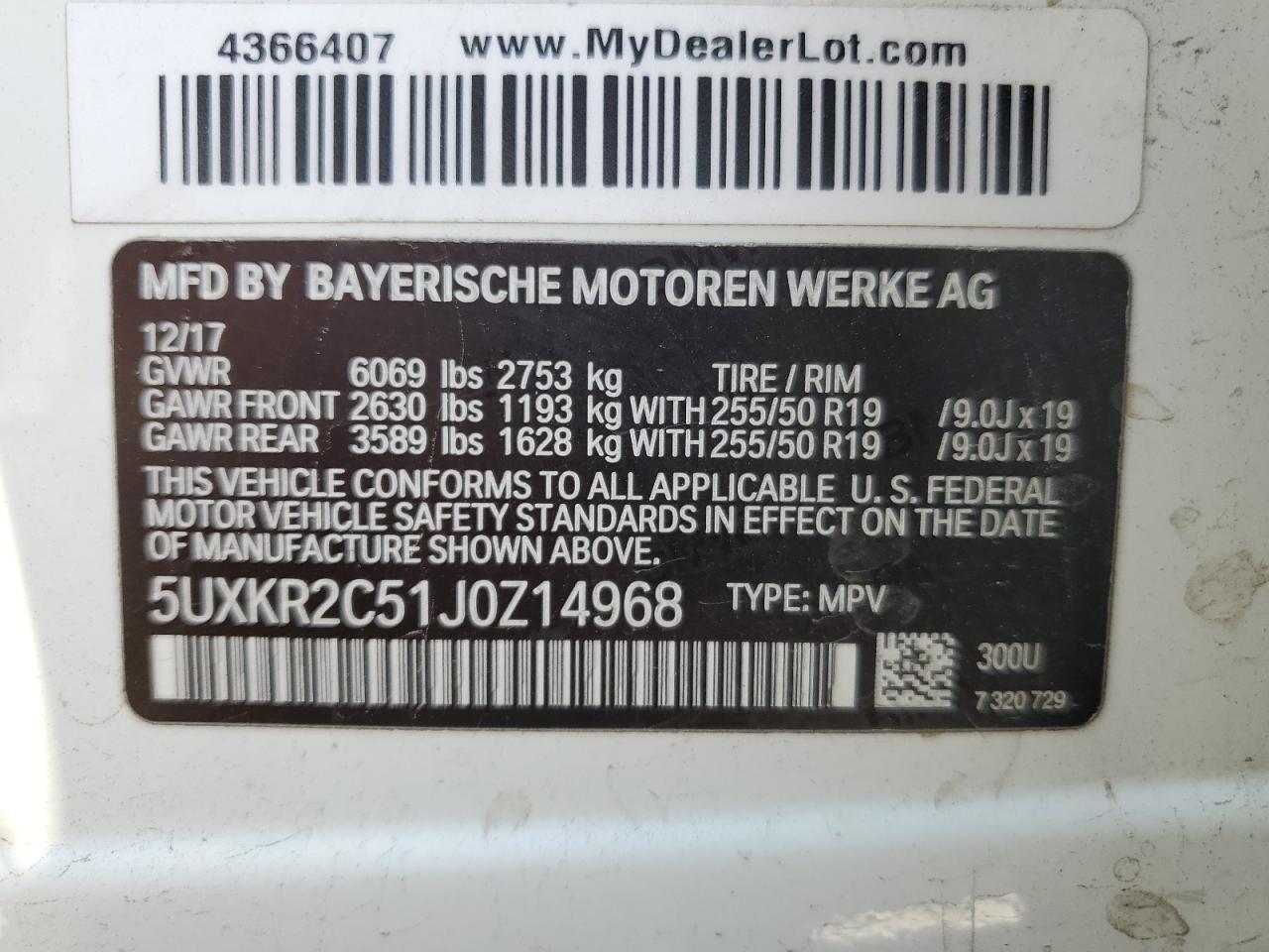 5UXKR2C51J0Z14968 2018 BMW X5 Sdrive35I