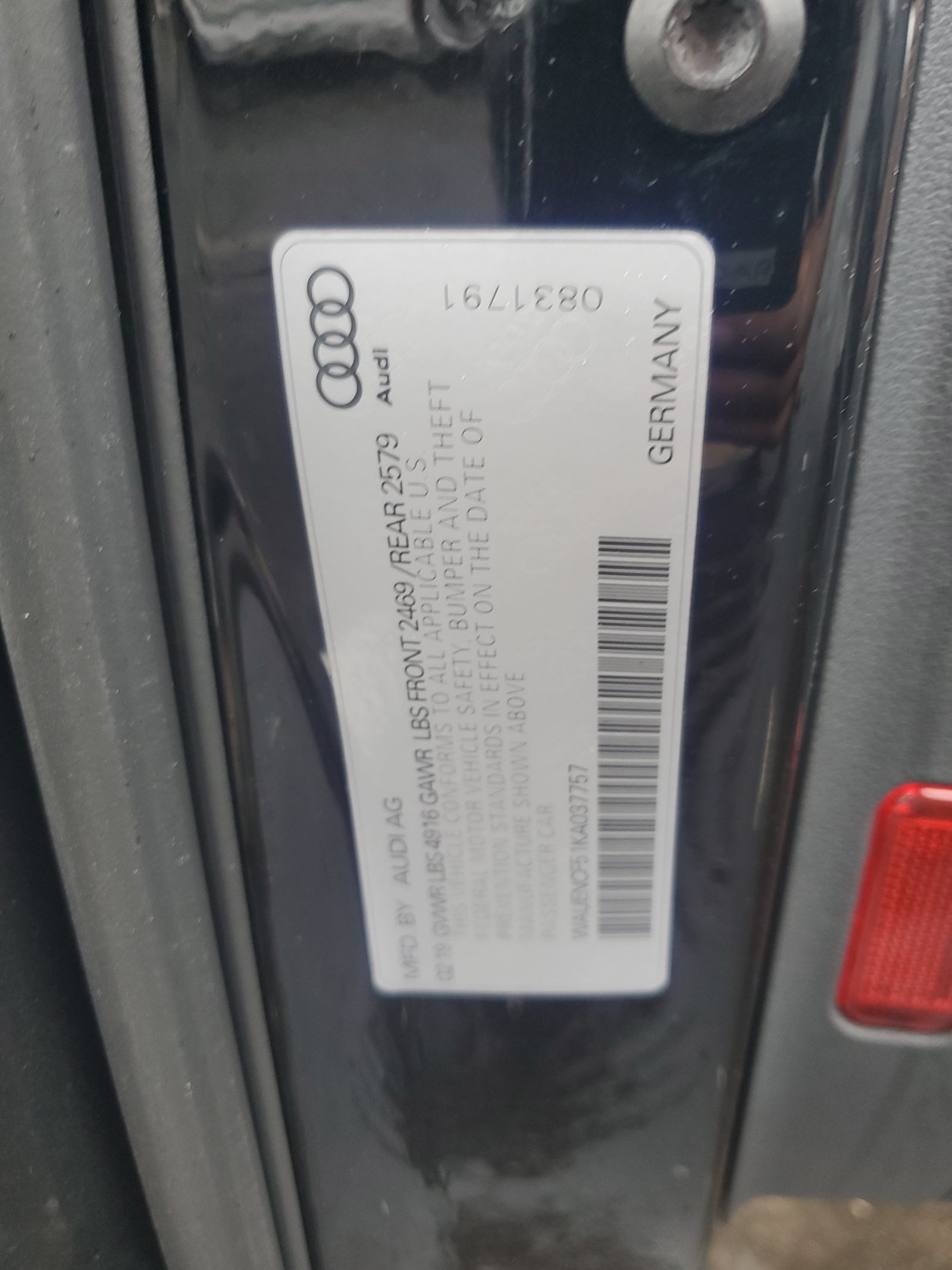 WAUENCF51KA037757 2019 Audi A5 Premium Plus S-Line