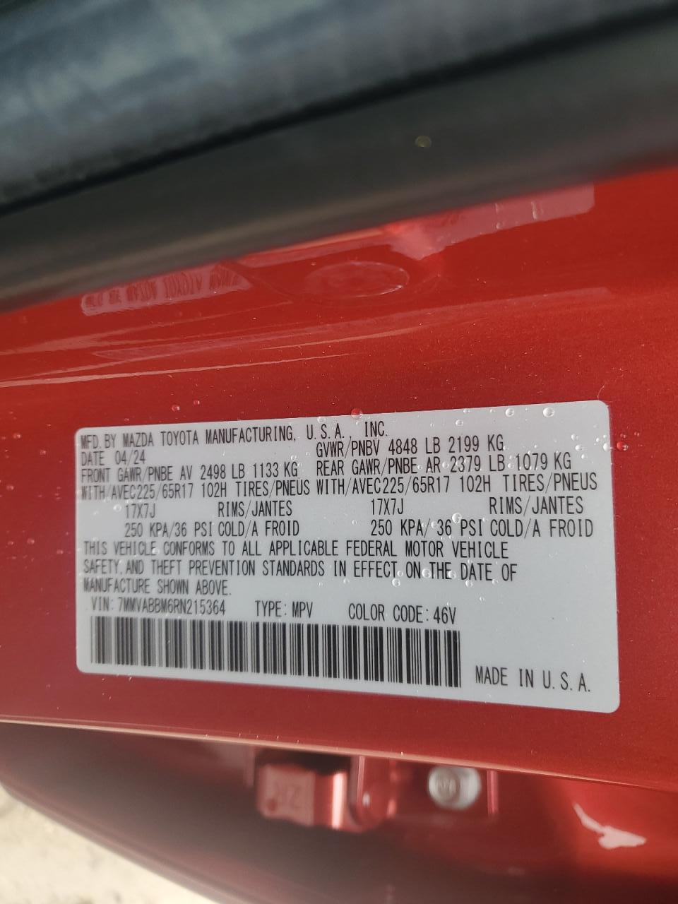 7MMVABBM6RN215364 2024 Mazda Cx-50 Preferred