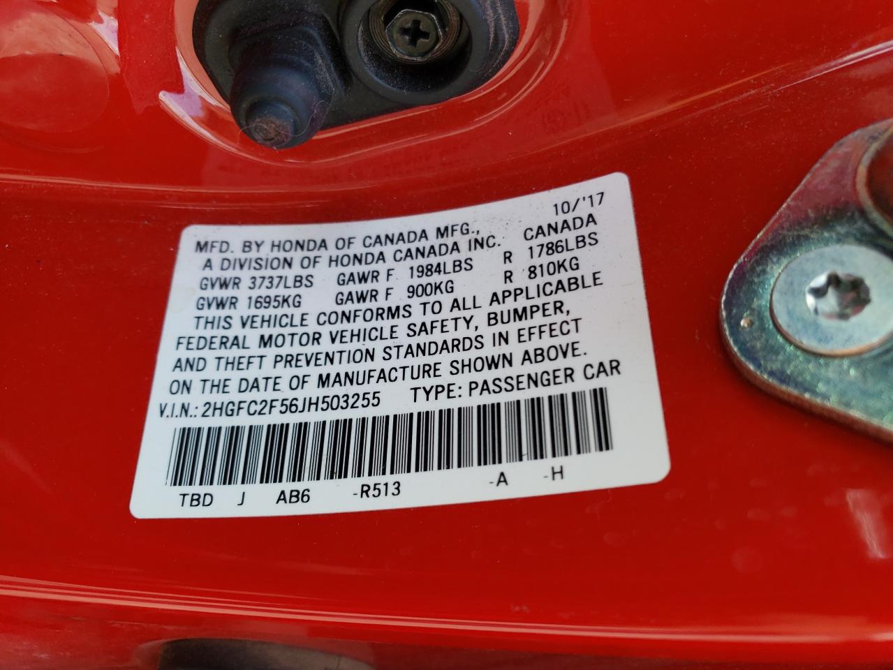 2018 Honda Civic Lx VIN: 2HGFC2F56JH503255 Lot: 67675454