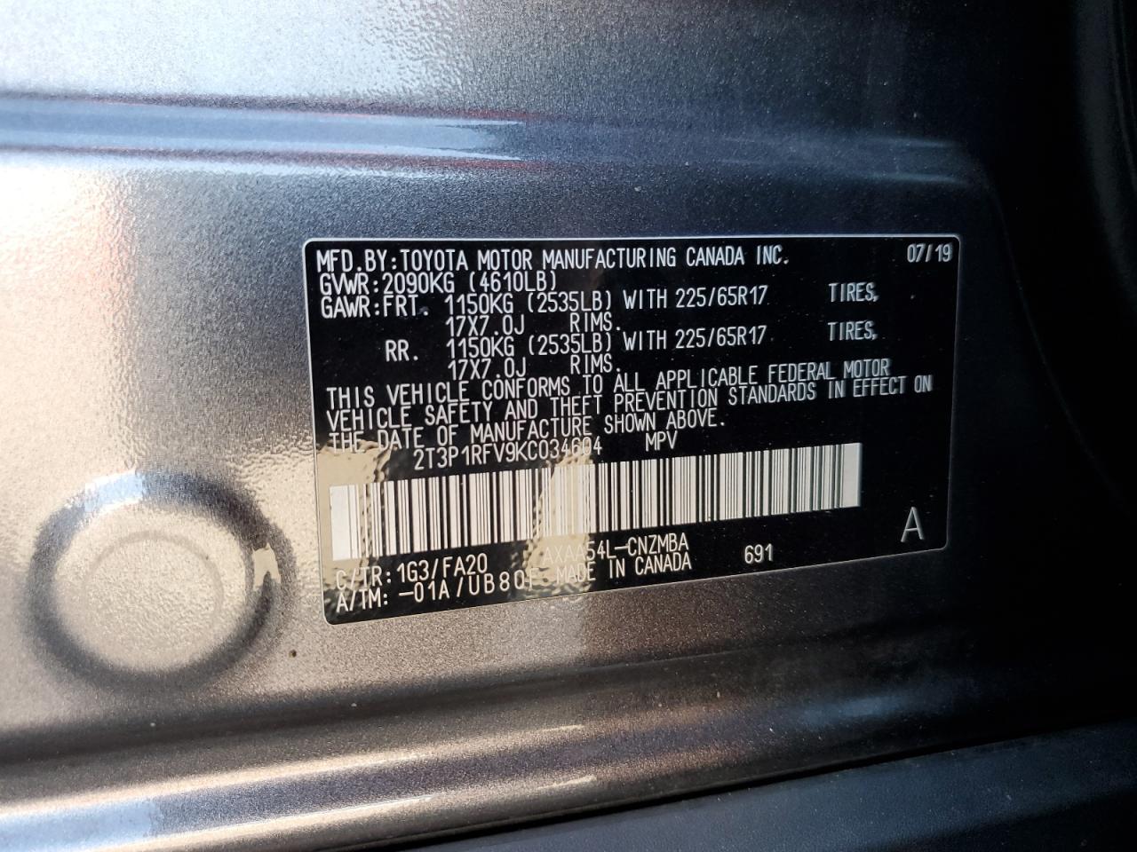 2T3P1RFV9KC034604 2019 TOYOTA RAV 4 - Image 13