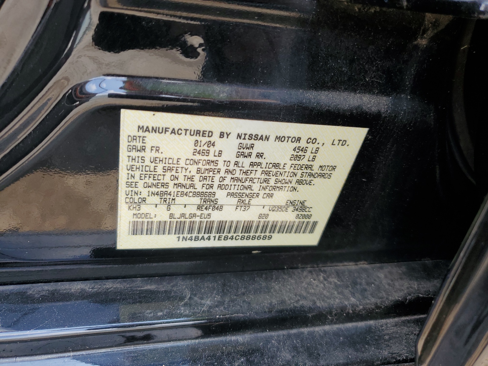 1N4BA41E84C888689 2004 Nissan Maxima Se