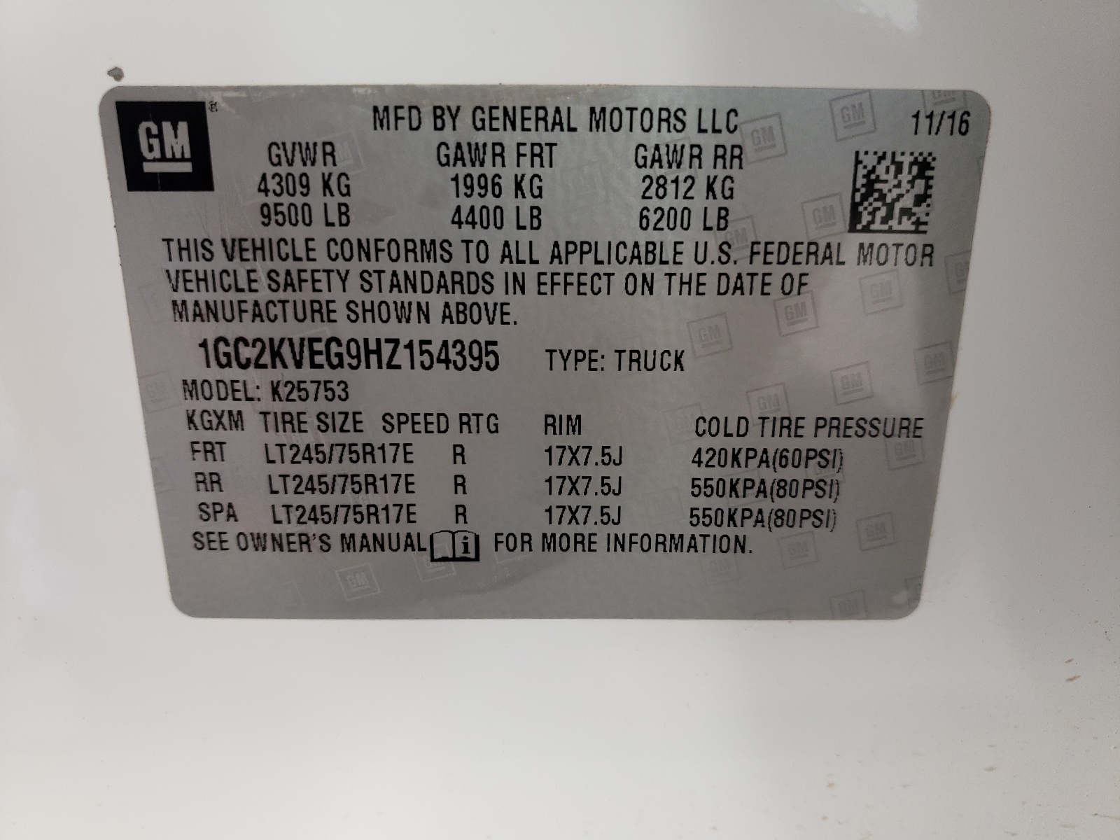 1GC2KVEG9HZ154395 2017 Chevrolet Silverado K2500 Heavy Duty Lt