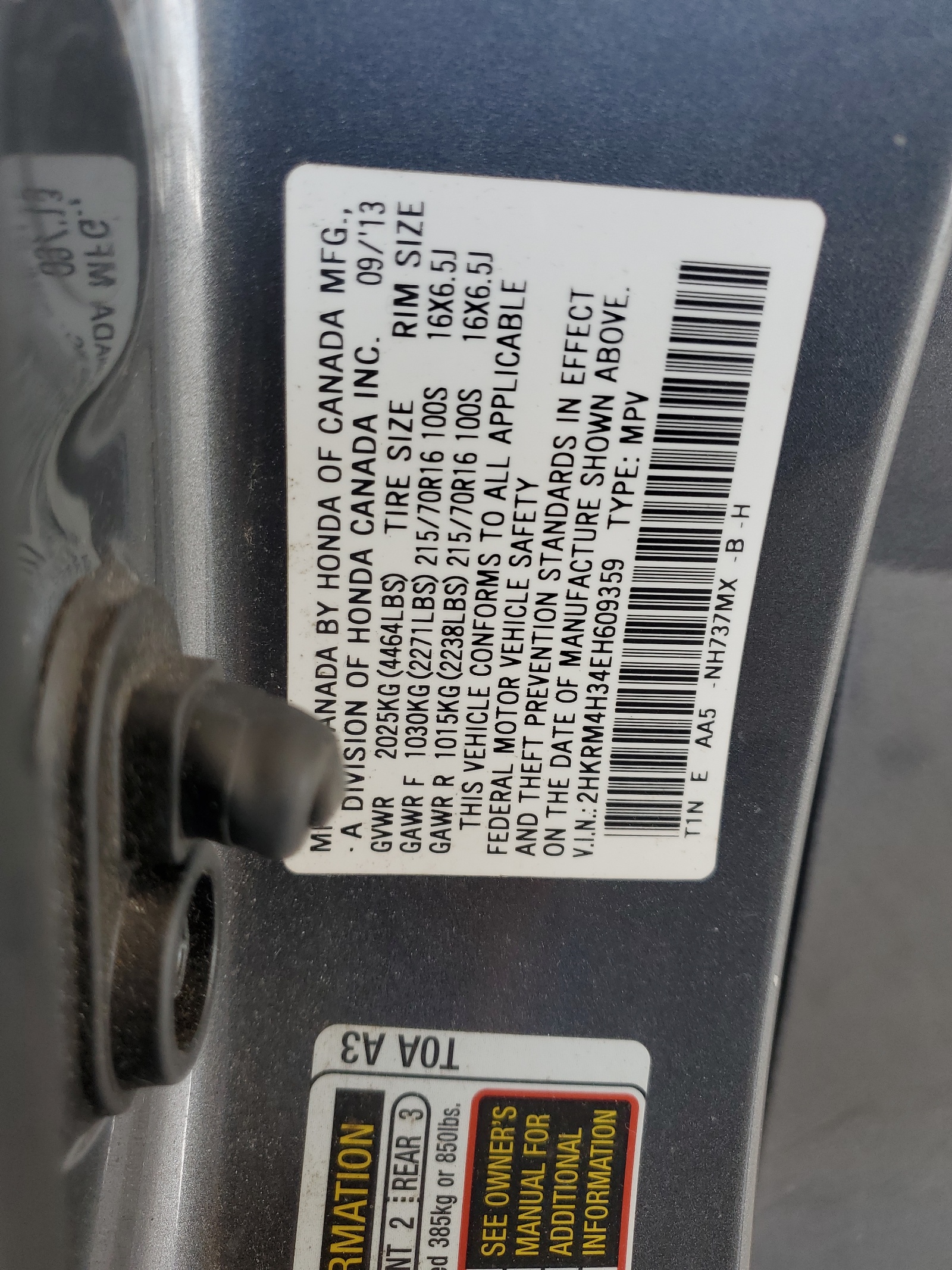 2HKRM4H34EH609359 2014 Honda Cr-V Lx