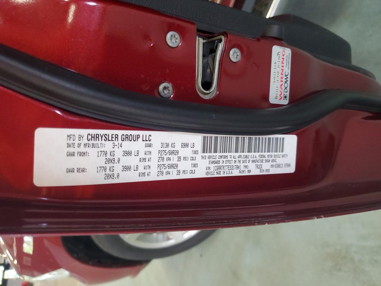 2014 Ram 1500 St VIN: 1C6RR7KT7ES317841 Lot: 68209464