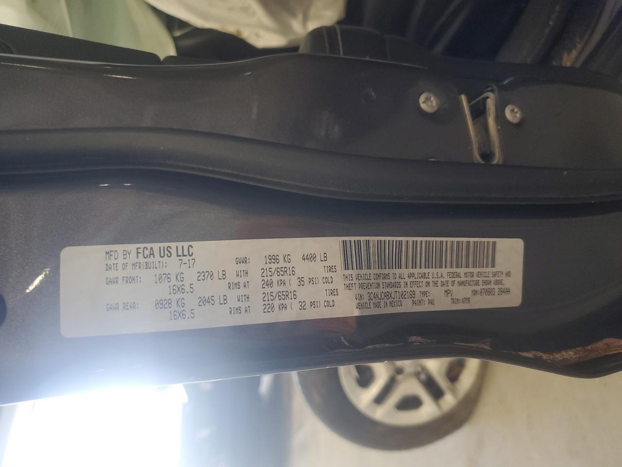 2018 Jeep Compass Sport VIN: 3C4NJCABXJT102169 Lot: 68332824