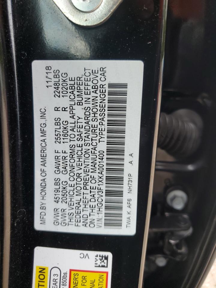 1HGCV3F1XKA001400 2019 Honda Accord Hybrid