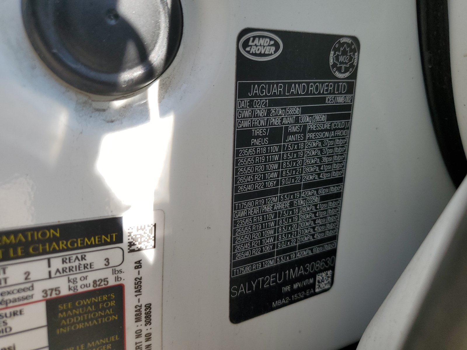 SALYT2EU1MA308630 2021 Land Rover Range Rover Velar R-Dynamic S