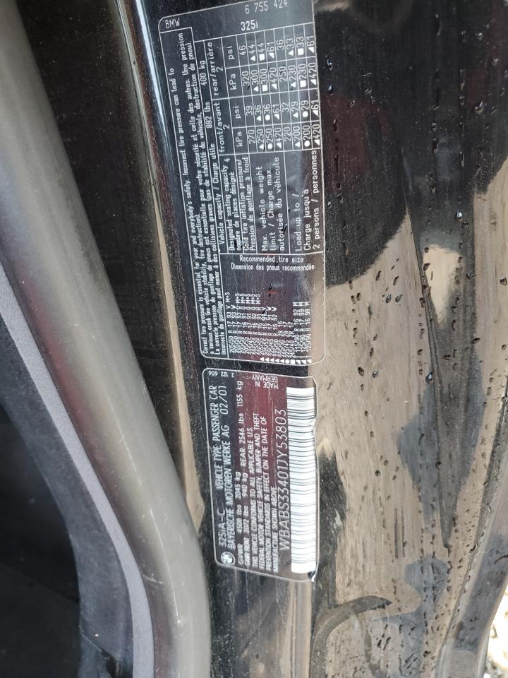 2001 BMW 325 Ci VIN: WBABS33401JY53803 Lot: 65063494