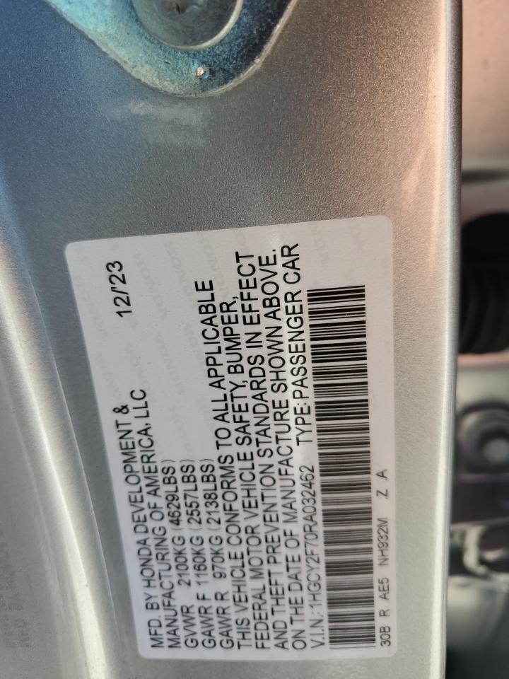 1HGCY2F70RA032462 2024 Honda Accord Hybrid Sport-L