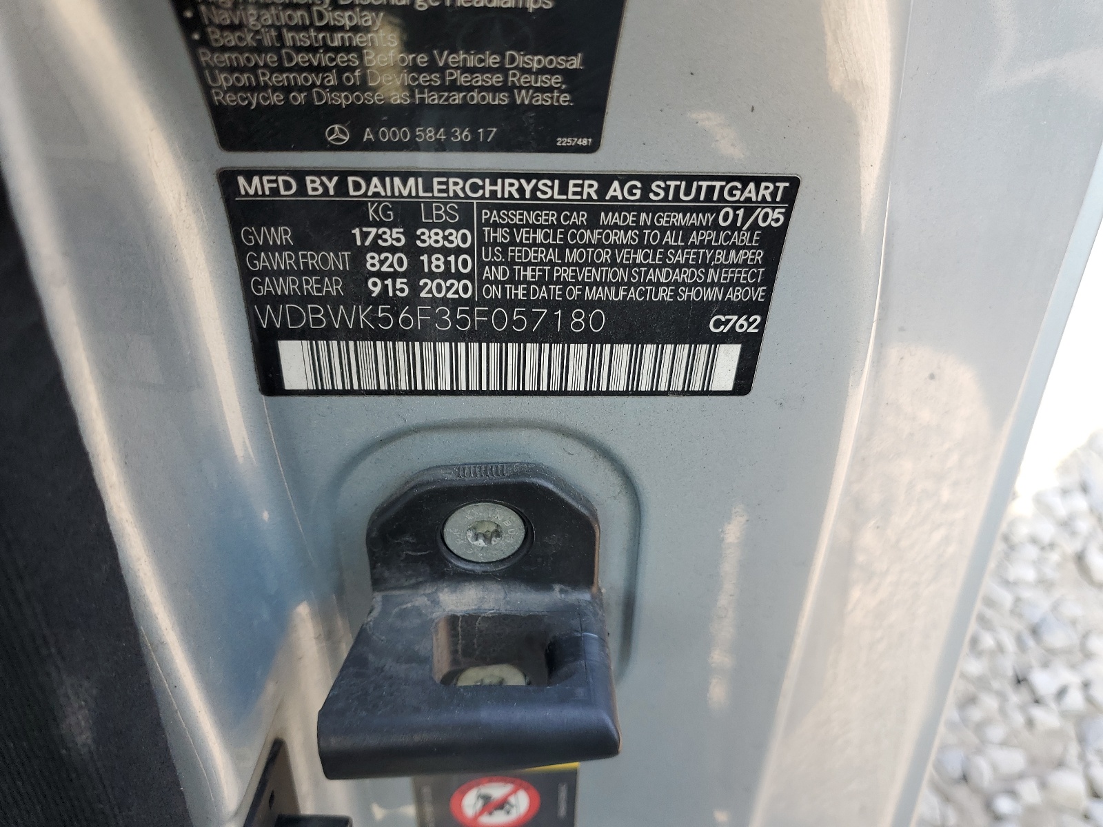 WDBWK56F35F057180 2005 Mercedes-Benz Slk 350