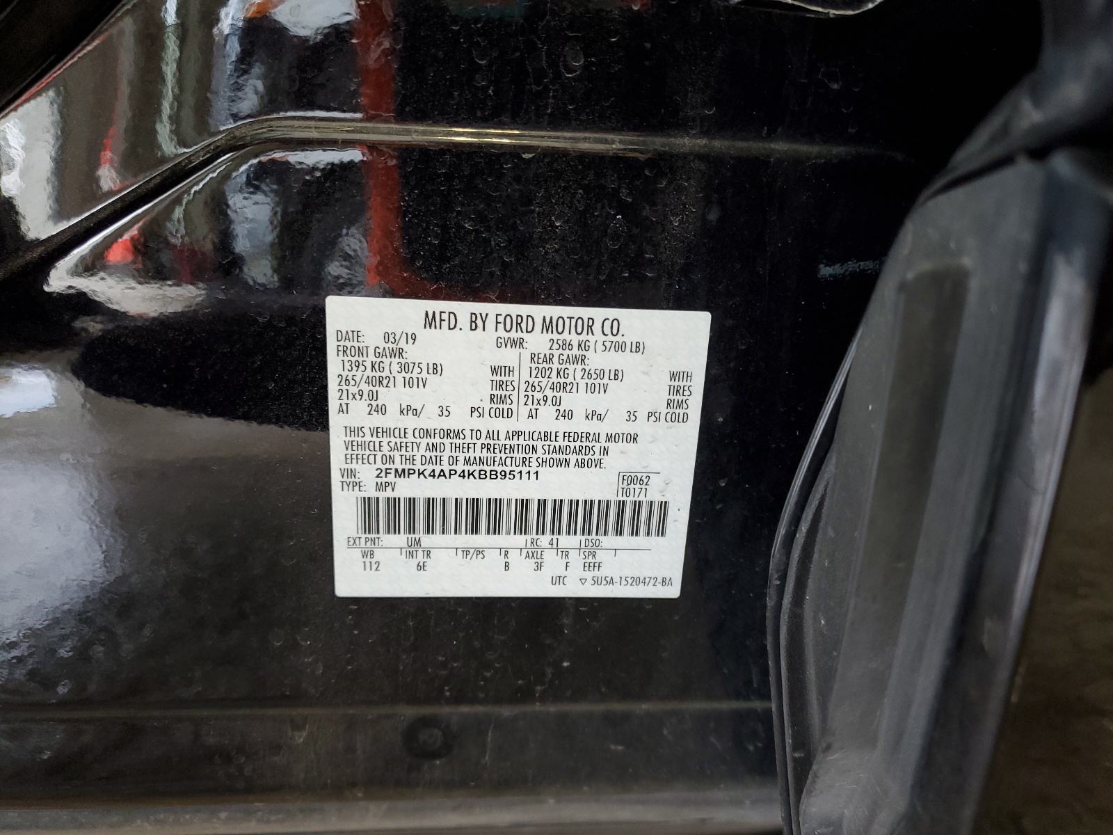 2FMPK4AP4KBB95111 2019 Ford Edge St