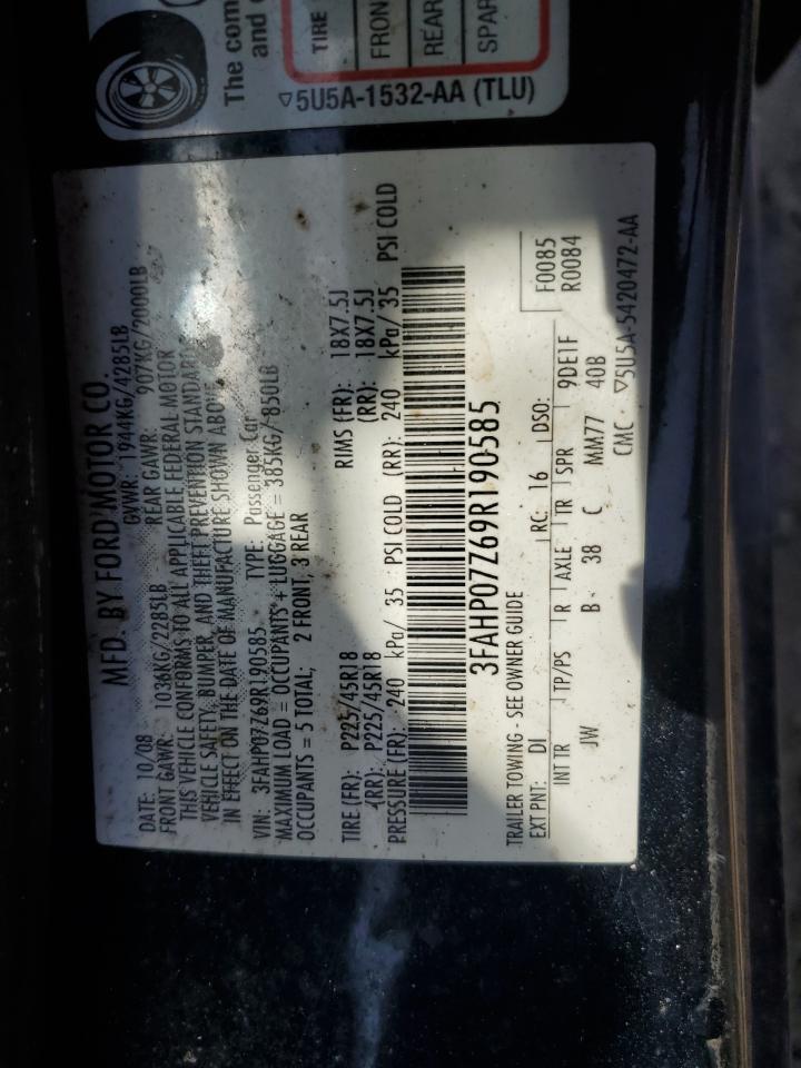 3FAHP07Z69R190585 2009 Ford Fusion Se