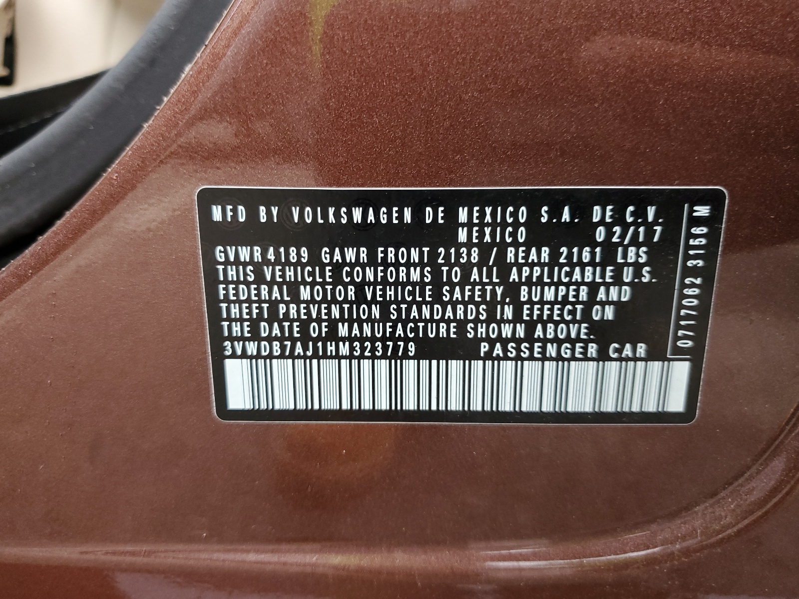 3VWDB7AJ1HM323779 2017 Volkswagen Jetta Se