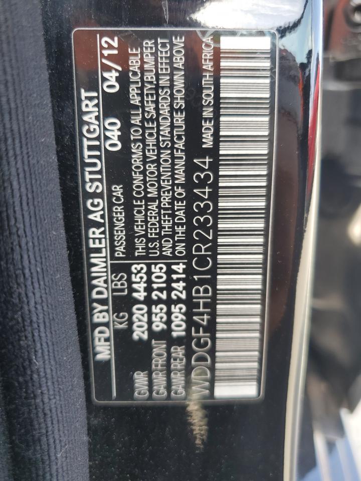 2012 Mercedes-Benz C 250 VIN: WDDGF4HB1CR233434 Lot: 65291334