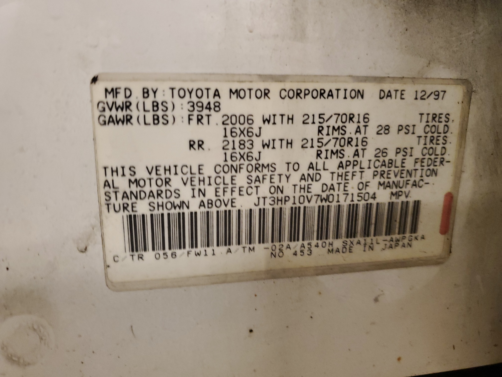 JT3HP10V7W0171504 1998 Toyota Rav4
