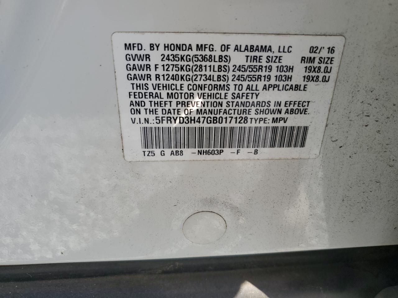 5FRYD3H47GB017128 2016 Acura Mdx Technology