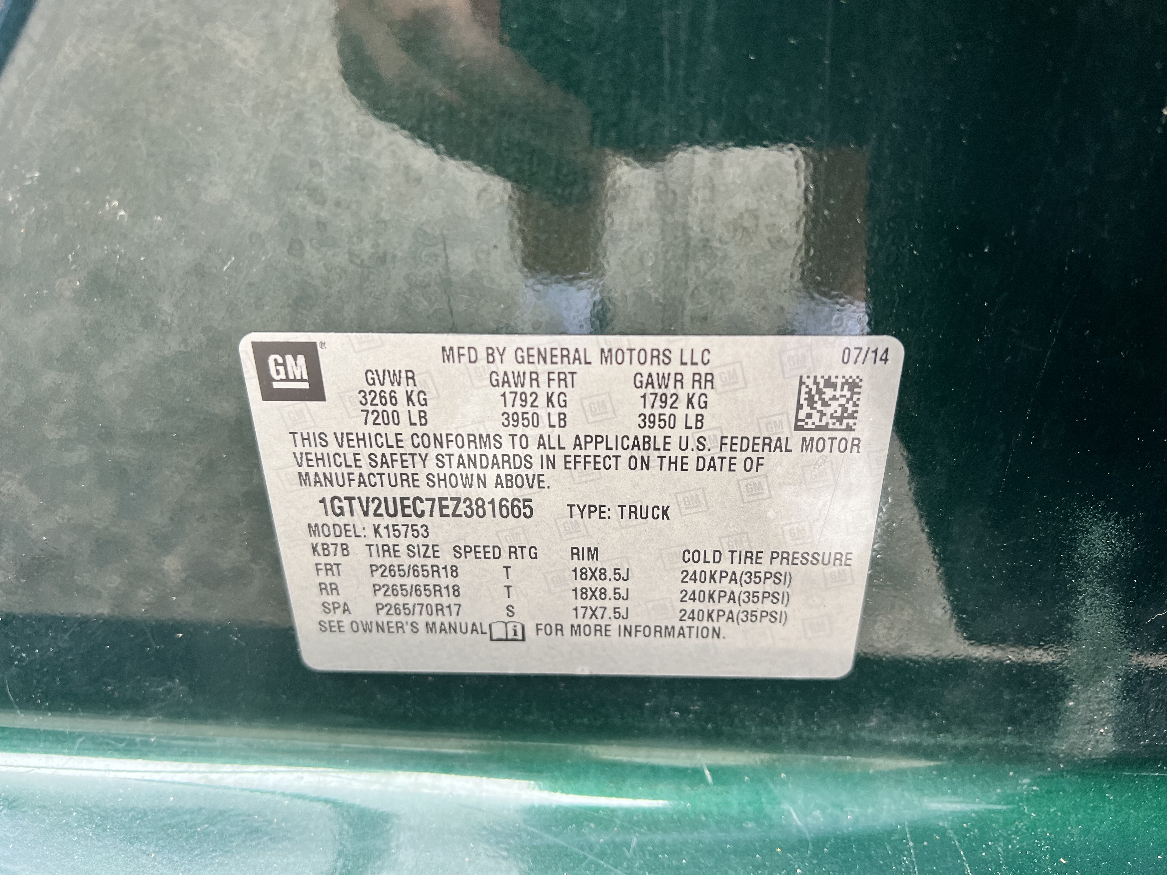 1GTV2UEC7EZ381665 2014 GMC Sierra K1500 Sle