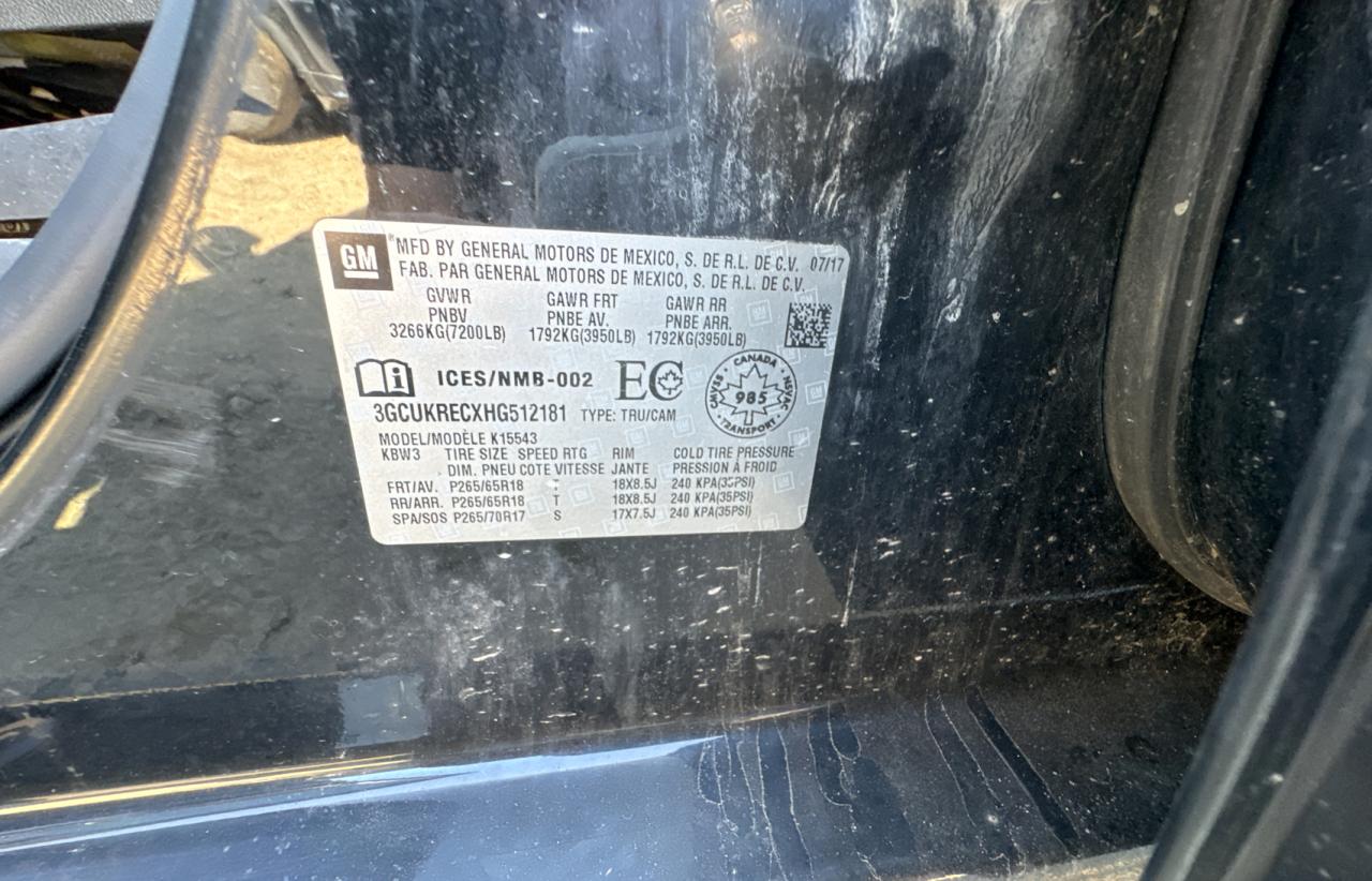 2017 Chevrolet Silverado K1500 Lt VIN: 3GCUKRECXHG512181 Lot: 62368355