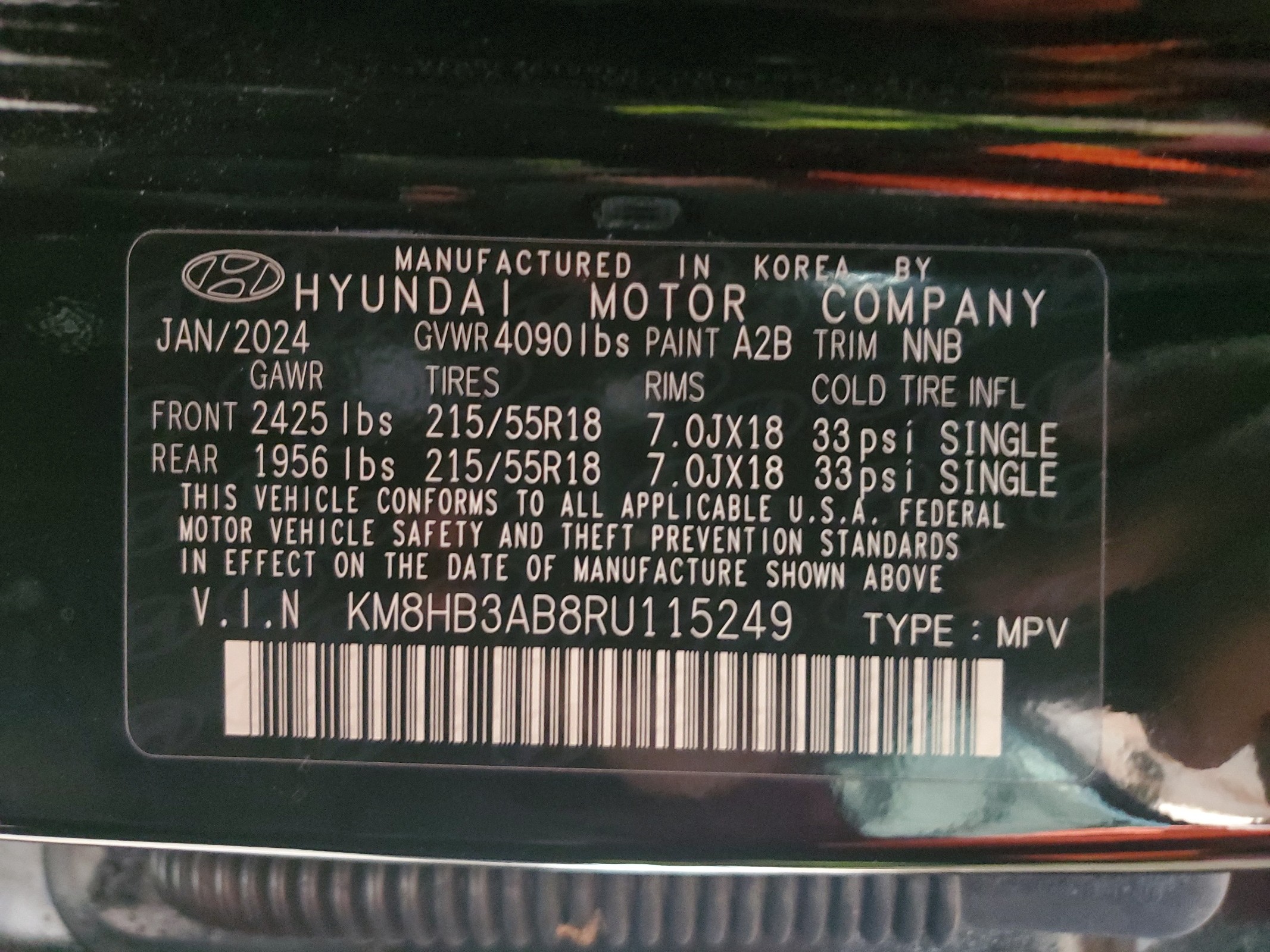 KM8HB3AB8RU115249 2024 Hyundai Kona Sel