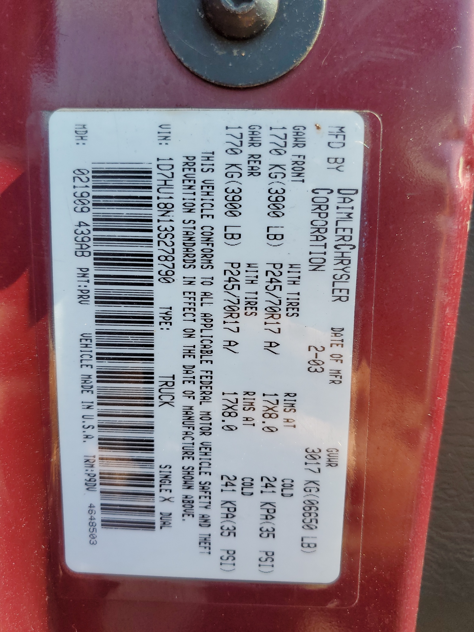 1D7HU18N13S278790 2003 Dodge Ram 1500 St