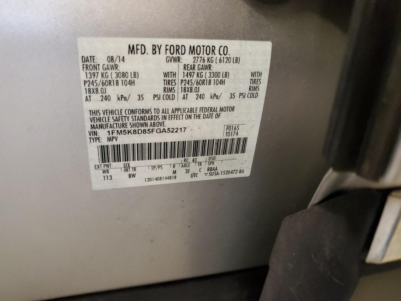 2015 Ford Explorer Xlt VIN: 1FM5K8D85FGA52217 Lot: 67933464