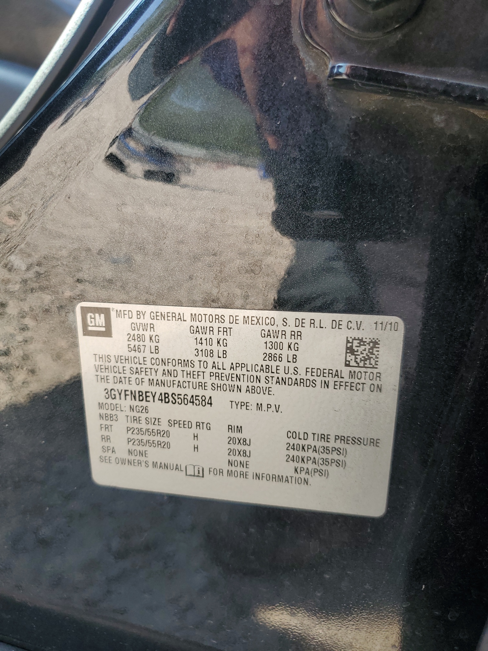 3GYFNBEY4BS564584 2011 Cadillac Srx Performance Collection