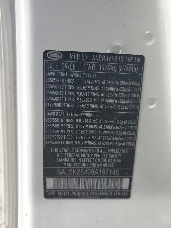 2009 Land Rover Range Rover Sport Hse VIN: SALSK25499A197146 Lot: 67676354