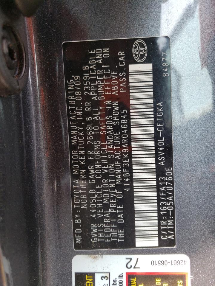 4T4BF3EK9AR046845 2010 Toyota Camry Base