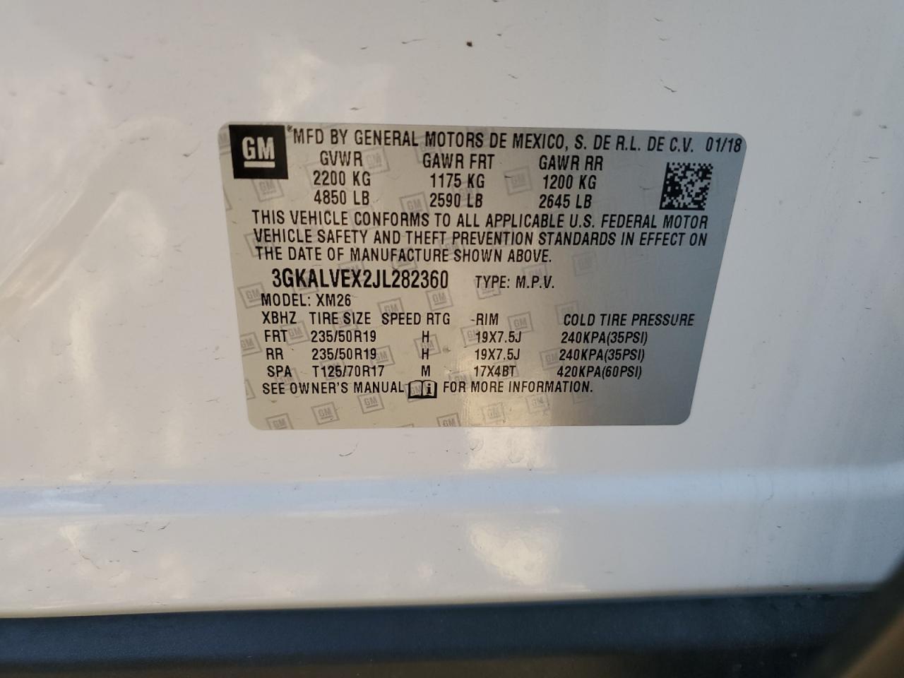 2018 GMC Terrain Slt VIN: 3GKALVEX2JL282360 Lot: 66108024