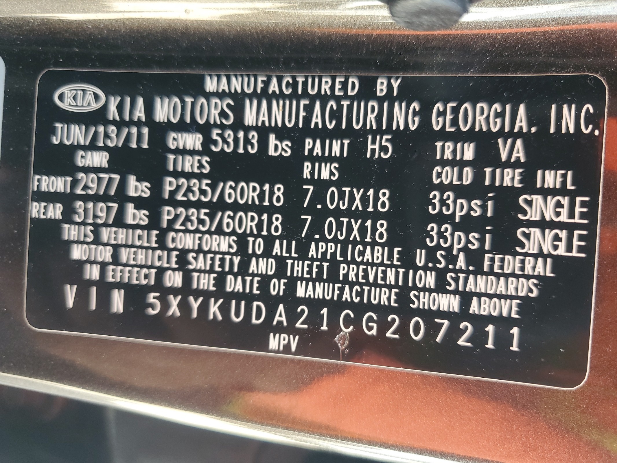 5XYKUDA21CG207211 2012 Kia Sorento Ex