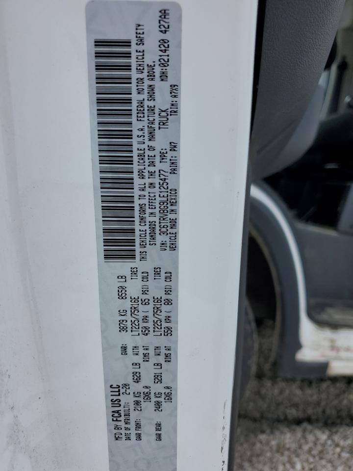 2020 Ram Promaster 1500 1500 High VIN: 3C6TRVBG9LE125477 Lot: 67382224