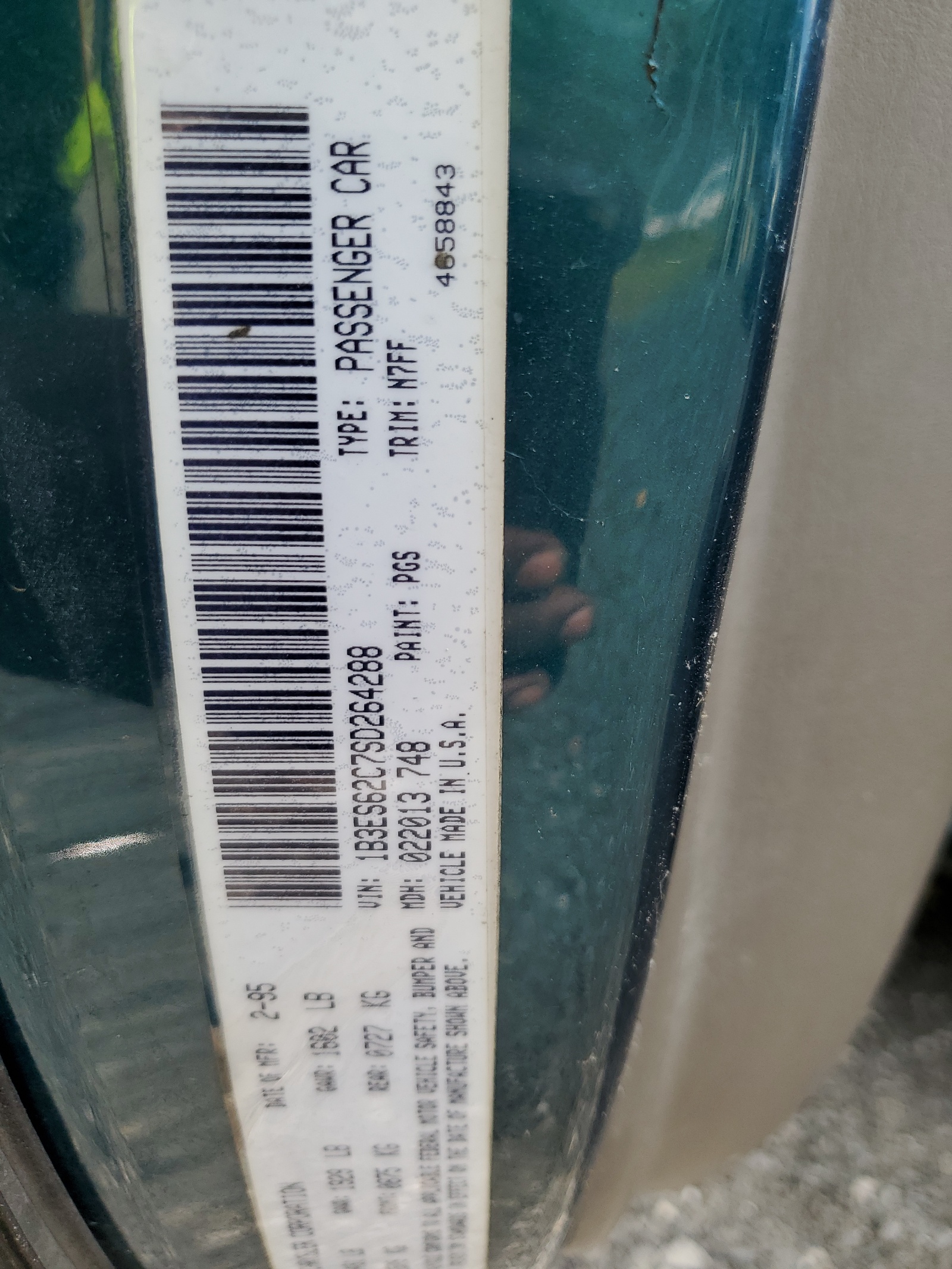 1B3ES62C7SD264288 1995 Dodge Neon Sport