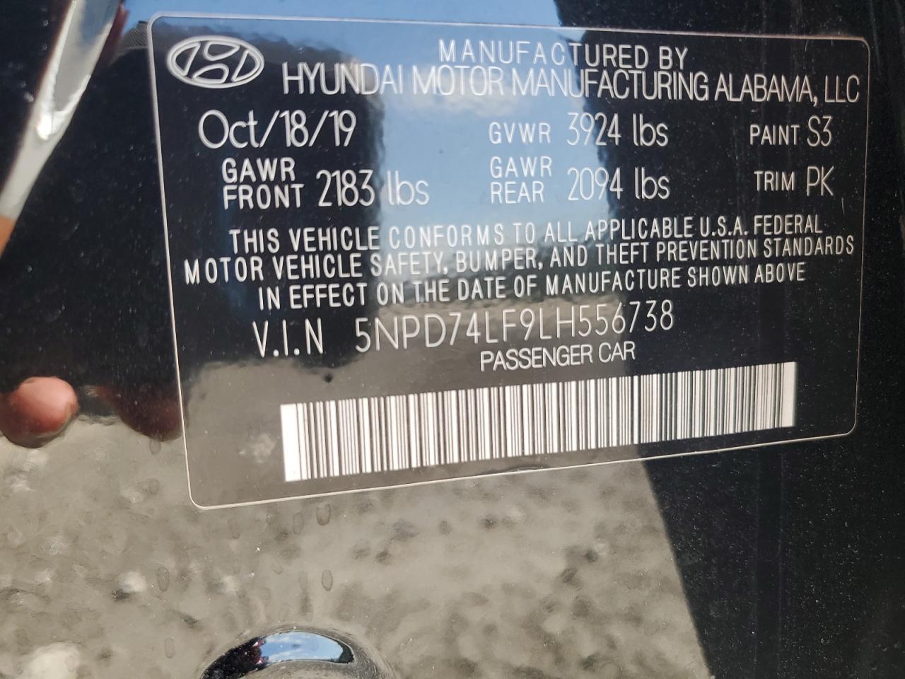 2020 Hyundai Elantra Se VIN: 5NPD74LF9LH556738 Lot: 66695854