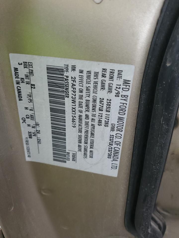 1999 Ford Crown Victoria VIN: 2FAFP73W1XX154619 Lot: 67858664